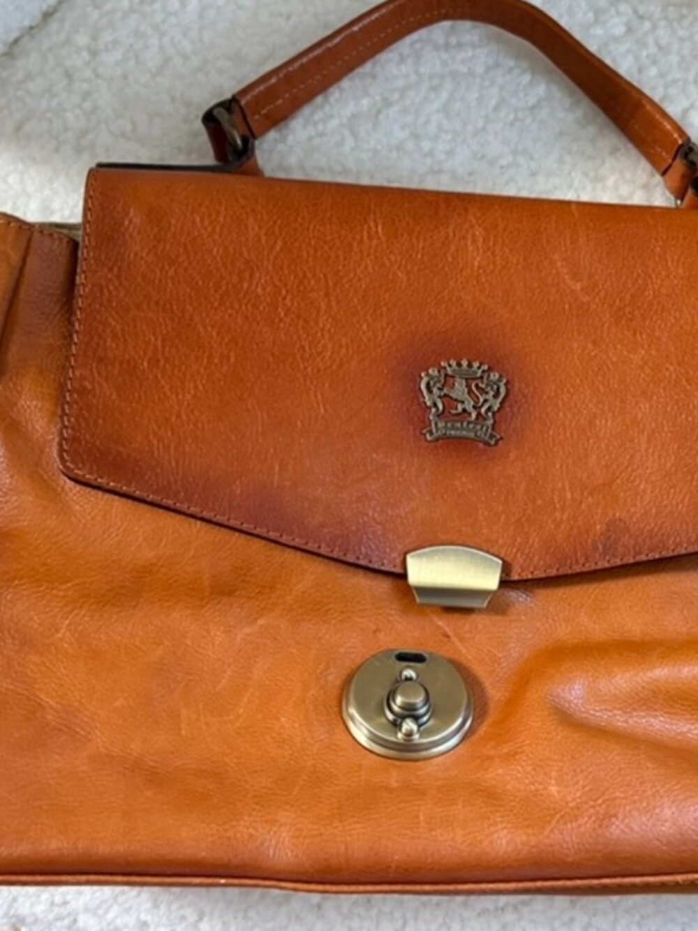 Authentic Pratesi Firenze leather handbag, handcrafted in Florence,  Italy